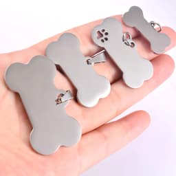 5pcs Cat Dog ID Tag Dog Stainless Steel Collar Bone Shape Pet Charm Pet Name Pendant Bone Necklace Jewelry Wholesale