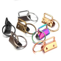10pcs Key Fob Hardware Keychain Split Ring Wrist Wristlets Cotton Tail Clip Ribbon Leather Clip Foldover Connectors Supplies