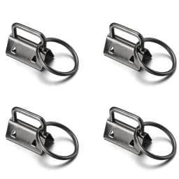 10pcs Key Fob Hardware Keychain Split Ring Wrist Wristlets Cotton Tail Clip Ribbon Leather Clip Foldover Connectors Supplies