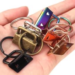 10pcs Key Fob Hardware Keychain Split Ring Wrist Wristlets Cotton Tail Clip Ribbon Leather Clip Foldover Connectors Supplies
