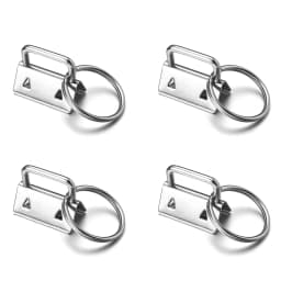 10pcs Key Fob Hardware Keychain Split Ring Wrist Wristlets Cotton Tail Clip Ribbon Leather Clip Foldover Connectors Supplies