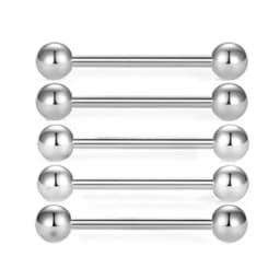 5PCS Acrylic Tongue Piercing Barbell Set Stainless Steel Glitter Tongue Rings Lot 14G Nipple Piercing Bar Bulk Piercing Langue