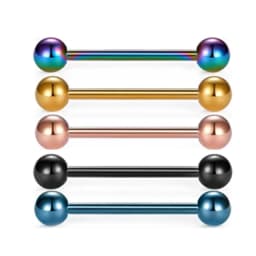 5PCS Acrylic Tongue Piercing Barbell Set Stainless Steel Glitter Tongue Rings Lot 14G Nipple Piercing Bar Bulk Piercing Langue
