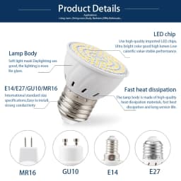 LED Bulb E27 E14 MR16 GU10 3W 4W 5W Spotlight 110V 220V 48 60 80 LED 2835 SMD Lampara for Home Lighting