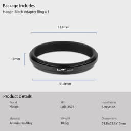 Haoge Lens Filter Adapter Ring for Fujifilm Fuji X100VI X100V Camera Fit 49mm UV CPL ND Filter Lens Cap Replace AR-X100 Black