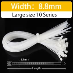 ZYCN 100Pcs Width 9MMx 400/500/600/1200 Self-Locking Nylon Cable Ties Plastic Extra-Large Thickening Heavy Duty
