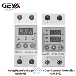 GEYA GPS8 Din Rail Over Current Protector Over Voltage Under Voltage Protective Device 40A 63A 80A 220VAC