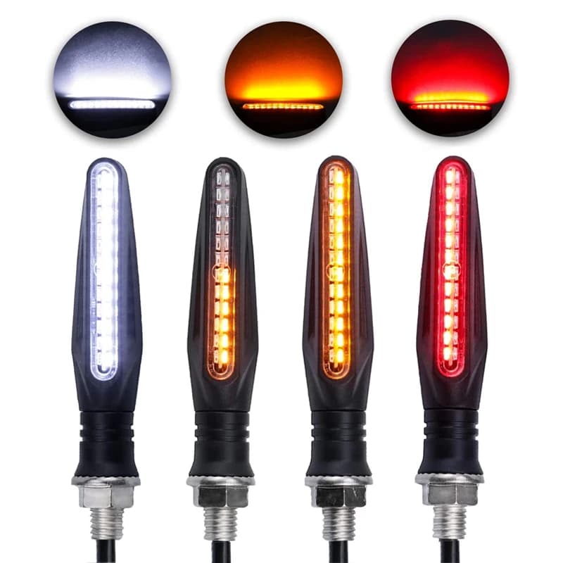 2/4pcs Motorcycle Turn Signals LED Light 12*335SMD Flowing Water Blinker IP67 Flashing Indicator Bendable 12V Flashing Lights