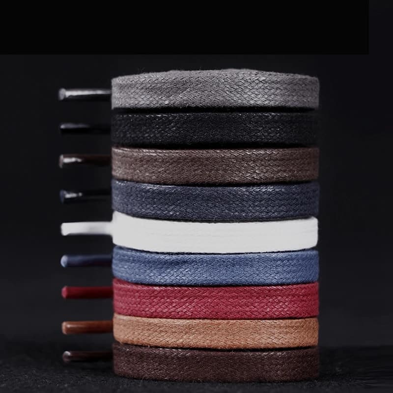 1Pair Waxed Cotton Shoelaces Flat Waterproof Shoe laces Unisex Boots Casual Sneaker Shoelace Leather Laces Shoes accessories