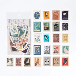 Yoofun 46pcs/pack Vintage Stickers Postage Stamp Sticker Retro Museum Flower Plants Castle Label for Scrapbooking Journal DIY