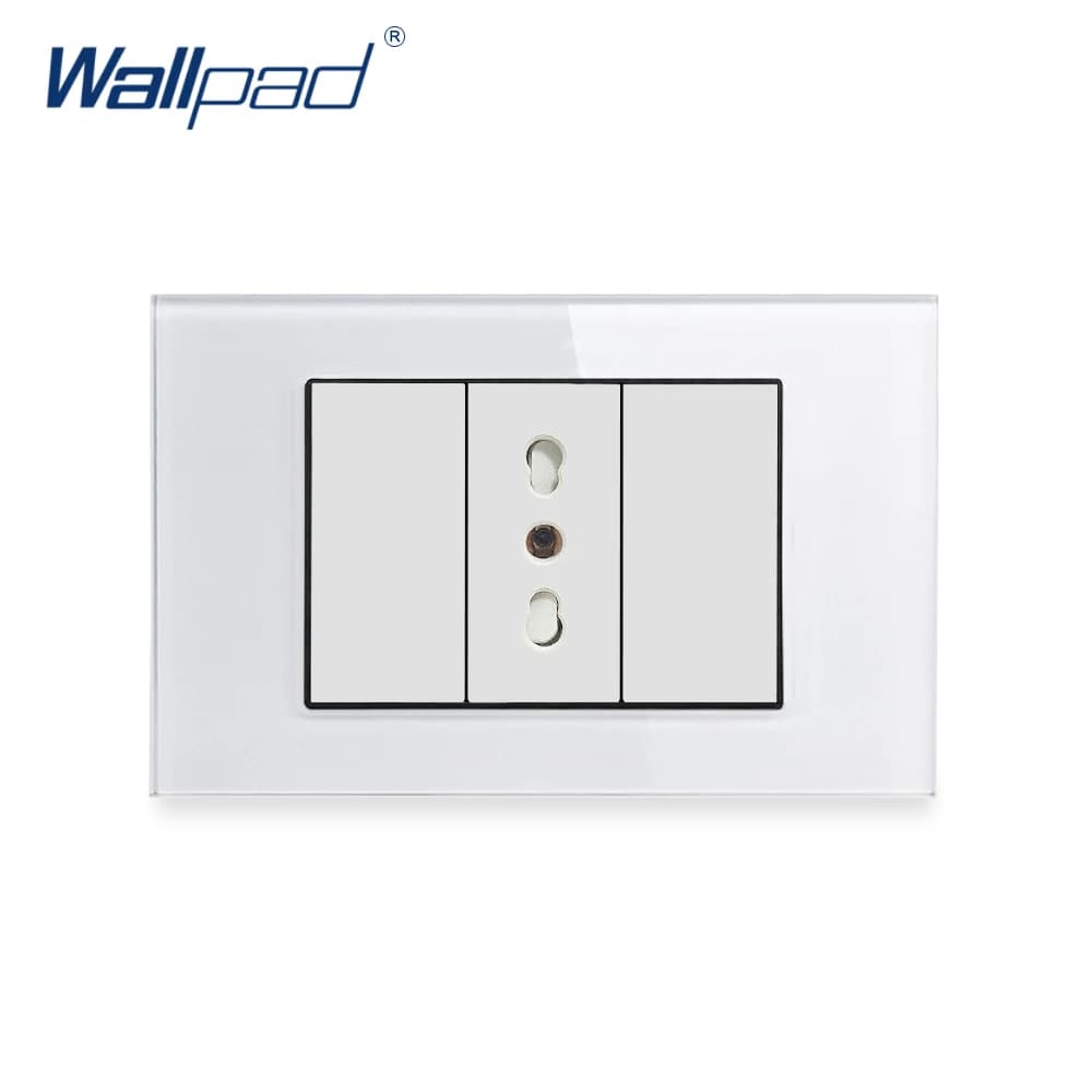 Italian Chile Socket Wallpad Luxury Tempered Glass Panel Electric Wall Power Socket Electrical Outlets For Home 16A AC 110-250V