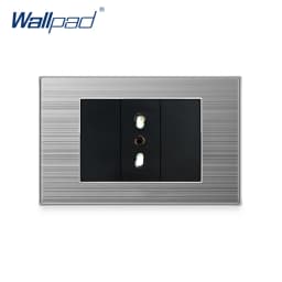 Italian Chile Socket Wallpad Luxury Tempered Glass Panel Electric Wall Power Socket Electrical Outlets For Home 16A AC 110-250V