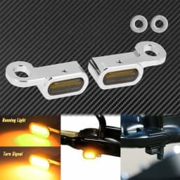 2X Motorcycle LED Turn Signal Indicator Light Black/Chrome For Harley Touring Road Street Glide FLHR 2014-2023 Softail 2016-2017