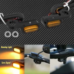 2X Motorcycle LED Turn Signal Indicator Light Black/Chrome For Harley Touring Road Street Glide FLHR 2014-2023 Softail 2016-2017