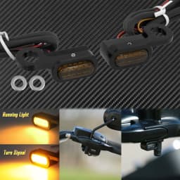 2X Motorcycle LED Turn Signal Indicator Light Black/Chrome For Harley Touring Road Street Glide FLHR 2014-2023 Softail 2016-2017