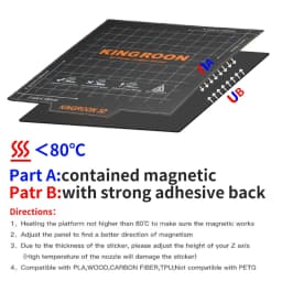 KINGROON 3D Printer Heatbed A+B Flexible Magnetic Sheet 180x180/235x235mm Magnet Build Plate For KP3S KP5L Ender 3 CR10