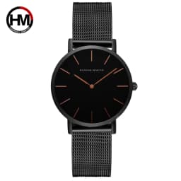 HANNAH MARTIN 36mm Japan Movement Women Watch Stainless Steel Mesh Top Brand Minimalist Rose Gold Waterproof Quartz Women Watch