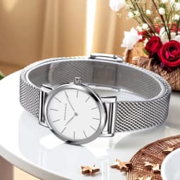 HANNAH MARTIN 36mm Japan Movement Women Watch Stainless Steel Mesh Top Brand Minimalist Rose Gold Waterproof Quartz Women Watch