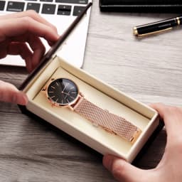 HANNAH MARTIN 36mm Japan Movement Women Watch Stainless Steel Mesh Top Brand Minimalist Rose Gold Waterproof Quartz Women Watch