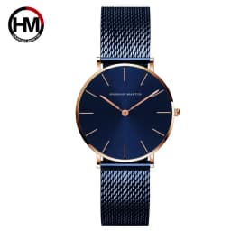 HANNAH MARTIN 36mm Japan Movement Women Watch Stainless Steel Mesh Top Brand Minimalist Rose Gold Waterproof Quartz Women Watch
