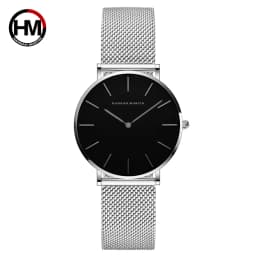 HANNAH MARTIN 36mm Japan Movement Women Watch Stainless Steel Mesh Top Brand Minimalist Rose Gold Waterproof Quartz Women Watch