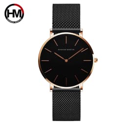 HANNAH MARTIN 36mm Japan Movement Women Watch Stainless Steel Mesh Top Brand Minimalist Rose Gold Waterproof Quartz Women Watch