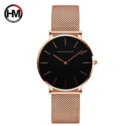 HANNAH MARTIN 36mm Japan Movement Women Watch Stainless Steel Mesh Top Brand Minimalist Rose Gold Waterproof Quartz Women Watch