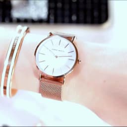HANNAH MARTIN 36mm Japan Movement Women Watch Stainless Steel Mesh Top Brand Minimalist Rose Gold Waterproof Quartz Women Watch