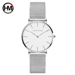 HANNAH MARTIN 36mm Japan Movement Women Watch Stainless Steel Mesh Top Brand Minimalist Rose Gold Waterproof Quartz Women Watch