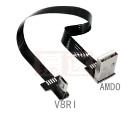 FPC Super Flat flexible Up & Down & Left & Right Angled 90 Degree USB Micro USB Male to USB male FPV Data Charge connector Cable