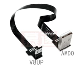 FPC Super Flat flexible Up & Down & Left & Right Angled 90 Degree USB Micro USB Male to USB male FPV Data Charge connector Cable