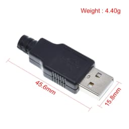 1/5Set Type A Male USB 4 Pin Plug Socket Connector +Type A Female USB 4 Pin Plug Socket Connector With Black Plastic Cover DIY