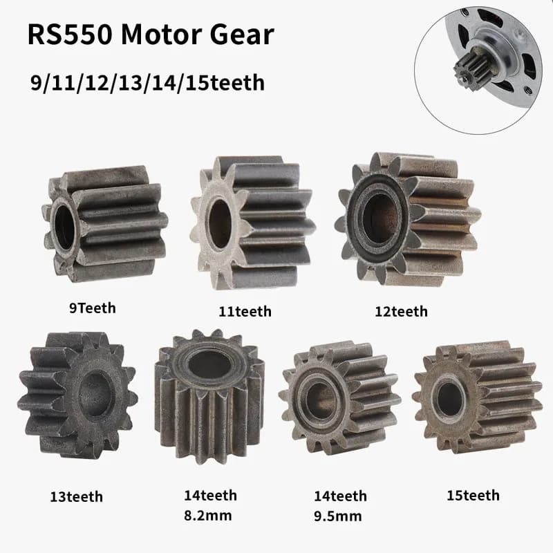 1pc Motor Gear 9 /11 /12/13/ 14/15 Teeth Replaceable Motor Gears for RS550 10.8V / 12V / 14.4V / 16.8V / 18V / 21V DC Motors