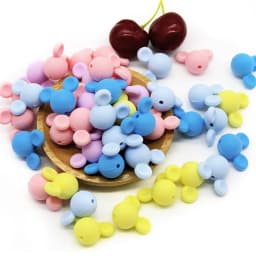 Cute-idea 10pcs Baby Mouse Teething Beads Food Grade chew teether For Necklaces DIY Nursing Pacifier chain Toys Baby goods