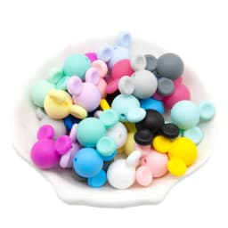 Cute-idea 10pcs Baby Mouse Teething Beads Food Grade chew teether For Necklaces DIY Nursing Pacifier chain Toys Baby goods