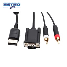RetroScaler VGA Cable for Dreamcast Console High Definition + 3.5mm to 2-Male RCA Adapter