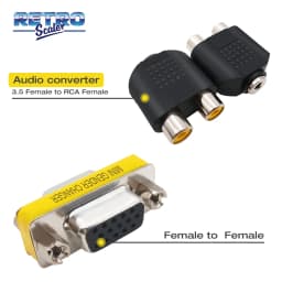 RetroScaler VGA Cable for Dreamcast Console High Definition + 3.5mm to 2-Male RCA Adapter