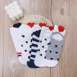 5 Pairs Lot Pack Women Socks Spring Summer Animal Unicorn Cat Fox Ear Cartoon Happy Funny Cute Lovely Cotton Ankle Socks Heart