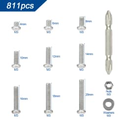 NINDEJIN 541/721pcs Cross Round Head Screw Assortment Kit M3 M4 M5 Phillips Machine Screw Set with Nut Washer Stainless Steel