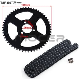 Motorcycle T8F 54T tooth 26mm 29mm 35mm 54mm Rear Chain Sprocket T8F 136link chains For 47cc 49cc Pocket Bike Mini Moto Quad ATV