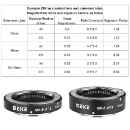 Meike Metal Auto Focus Macro Extension Tube Ring for Sony E-Mount /for Fuji X-Mount /for M4/3 Mount XT3 XT30 XT4 A7 A7III A6000