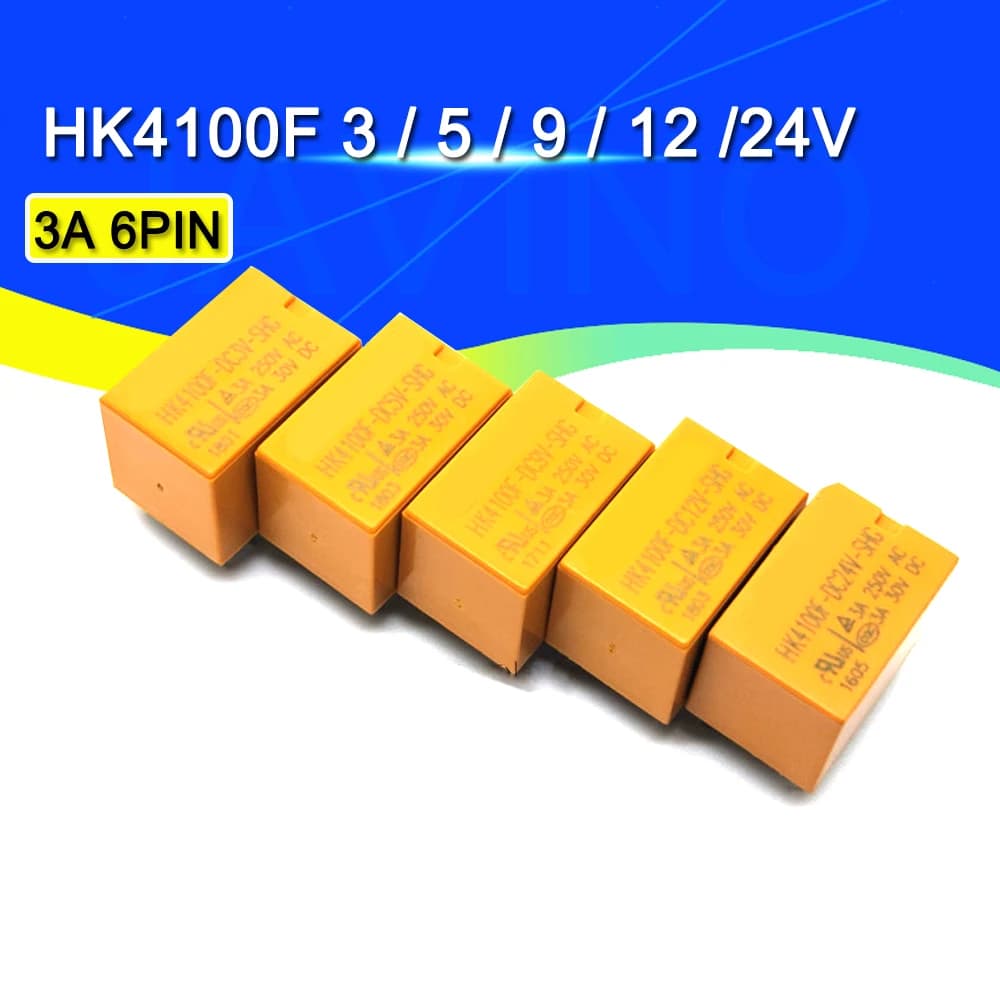 5-50PCS Relay HK4100F-DC12V-SHG HK4100F-DC5V-SHG 6 pin 3A 3V / 5V / 9V / 12V / 24V HK4100F-DC24V-SHG HK4100F-DC3V-SHG JAVINO