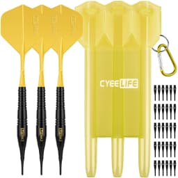 CyeeLife Brass Soft Tip Darts 16g With Carry Case and Extra Plastic Points & Flights,Professional Electronic Dart set