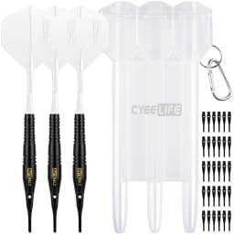 CyeeLife Brass Soft Tip Darts 16g With Carry Case and Extra Plastic Points & Flights,Professional Electronic Dart set