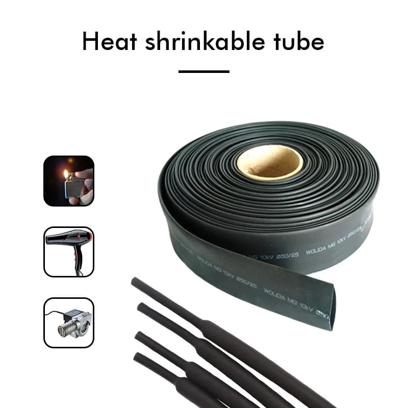 2:1 5M/100M Black Polyolefin Shrinking Assorted Heat Shrink Tube Wire Cable Insulated Sleeving Tubing Wire Connector Protector