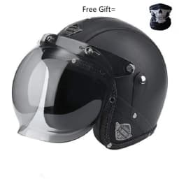 Retro Vintage Helmet Motorcycle 3/4 Open Face DOT Approved Visor PU Leather Casco Moto Helmet Motocross Helmets With Goggle Mask
