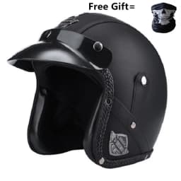 Retro Vintage Helmet Motorcycle 3/4 Open Face DOT Approved Visor PU Leather Casco Moto Helmet Motocross Helmets With Goggle Mask
