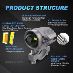 15W Super Bright Tri-model Motorcycle LED Headlight W/ Mini Projector Lens Car ATV Driving Foglight Auxiliary Spotlight