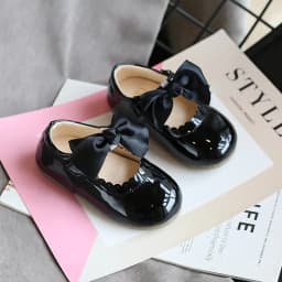 Princess Girls Shoes Toddlers Infants Leather Shoes Children's Flats With Ribbon Bow-knot PU Patent Leather Kids Mary Janes Soft