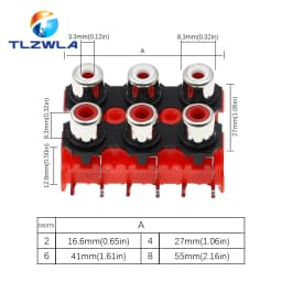 2PCS New 2P 4P 6P 8P RCA Female Audio Video Plug AV Connector Socket Connector AV2-8.4-13 Red PCB Parts